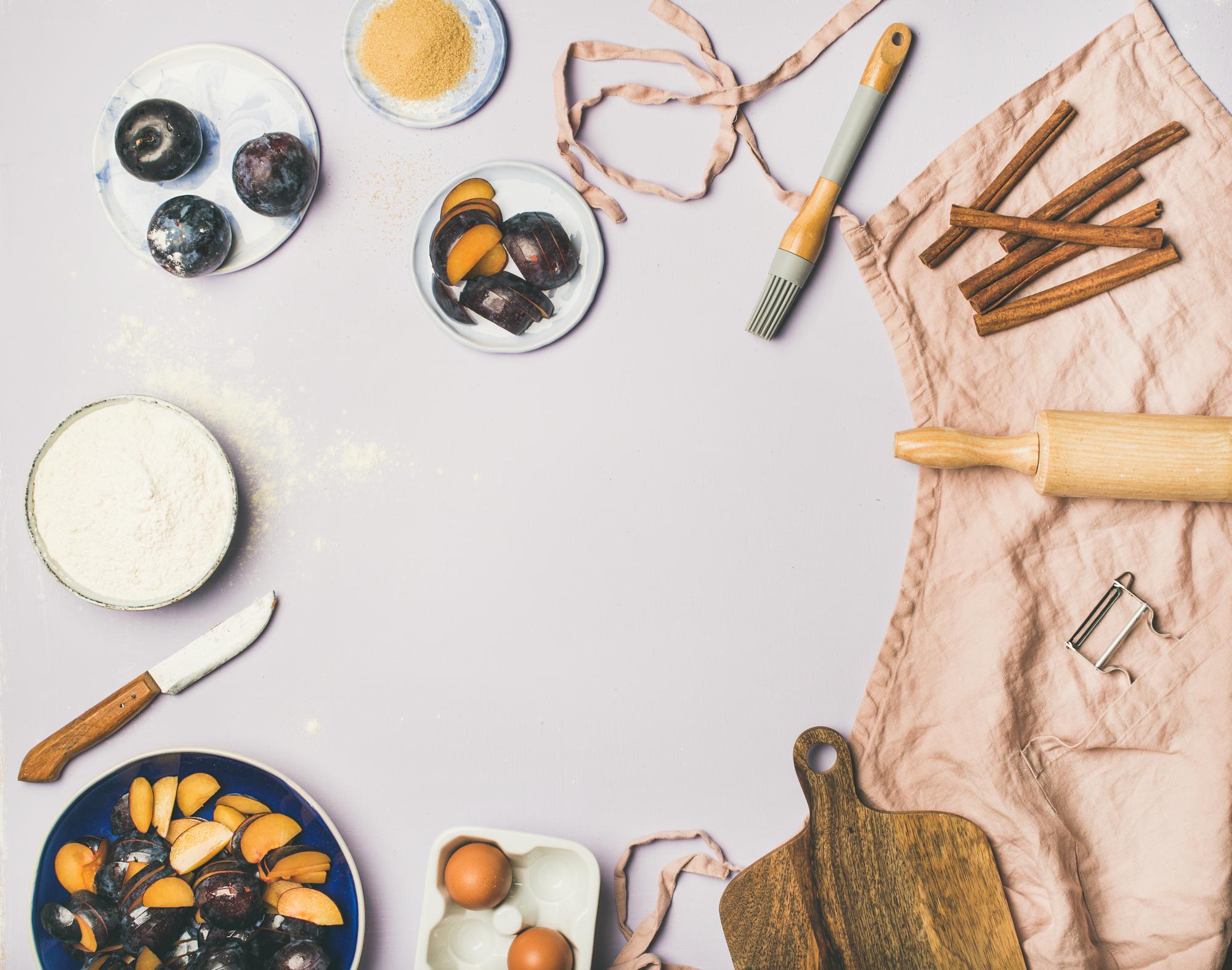 workshop table set with tools and ingredients
